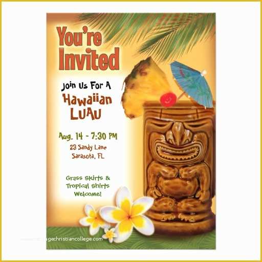 Luau Invitations Templates Free Of Tropical Tiki Party