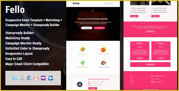 Mailchimp Free HTML Email Templates Of Fello Responsive Email Template Campaign Monitor
