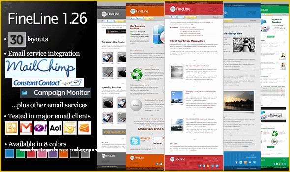 Mailchimp Free HTML Email Templates Of Fineline Email Template 30 Layouts 8 Colors by