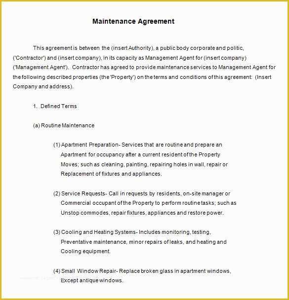 Maintenance Contract Template Free Of 13 Maintenance Contract Templates Free Word Pdf