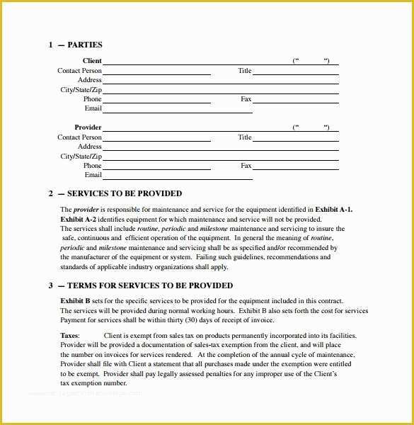 Maintenance Contract Template Free Of 14 Maintenance Contract Templates to Download for Free