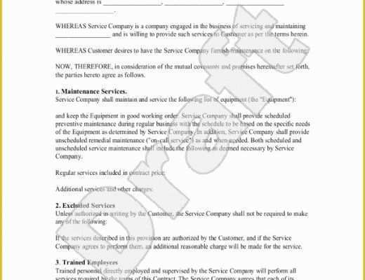 Maintenance Contract Template Free Of 5 Free Maintenance Contracts Samples and Templates