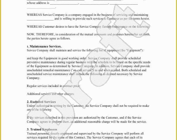 Maintenance Contract Template Free Of 5 Free Maintenance Contracts Samples and Templates