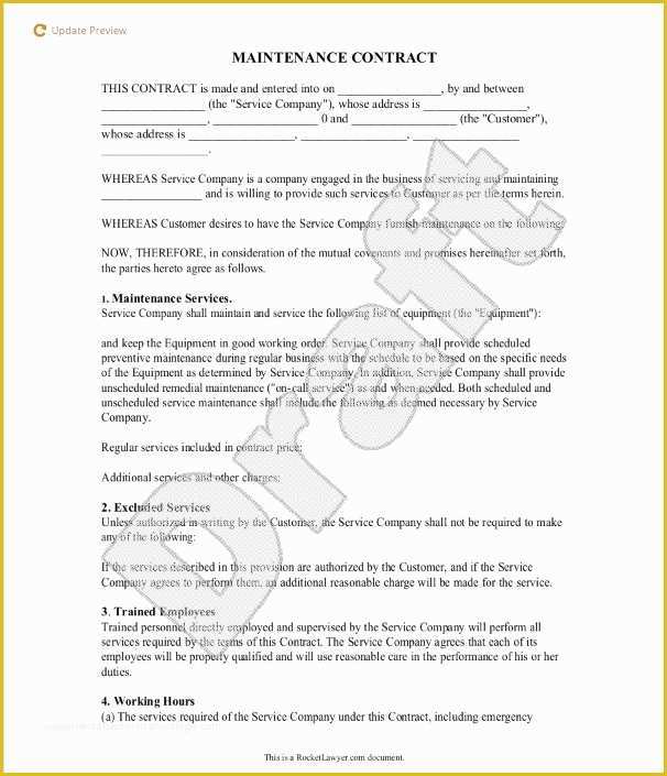 60 Maintenance Contract Template Free