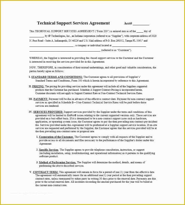 Maintenance Contract Template Free Of 50 Professional Service Agreement Templates & Contracts