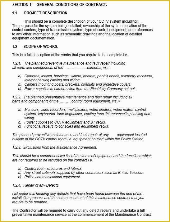 Maintenance Contract Template Free Of 9 Free Sample Maintenance Agreement Templates Printable