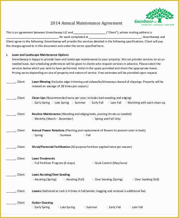 Maintenance Contract Template Free Of Maintenance Agreement Templates 9 Free Word Pdf format