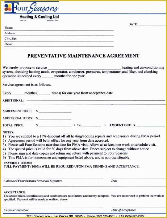 Maintenance Contract Template Free Of Maintenance Contract Agreement Free Printable Documents