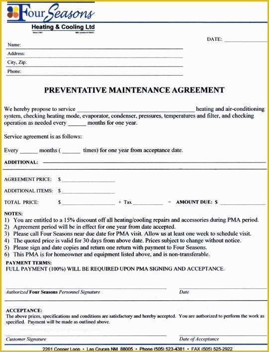 Maintenance Contract Template Free Of Service Agreement Contract form Maintenance Contract