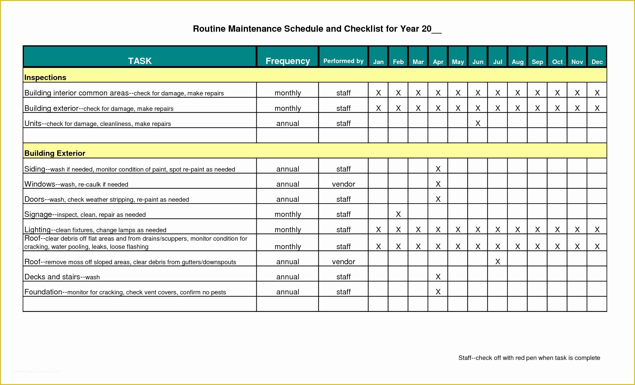 Maintenance Plan Template Free Download Of Building Maintenance Schedule Excel Template