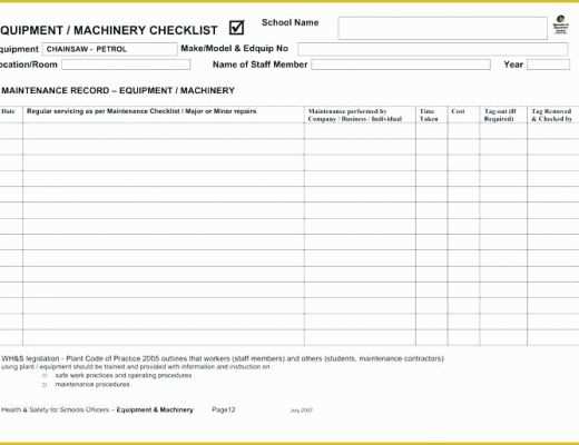 Maintenance Plan Template Free Download Of Preventive Maintenance E Template format Machine Records