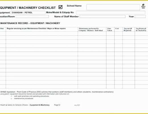 Maintenance Plan Template Free Download Of Preventive Maintenance E Template format Machine Records
