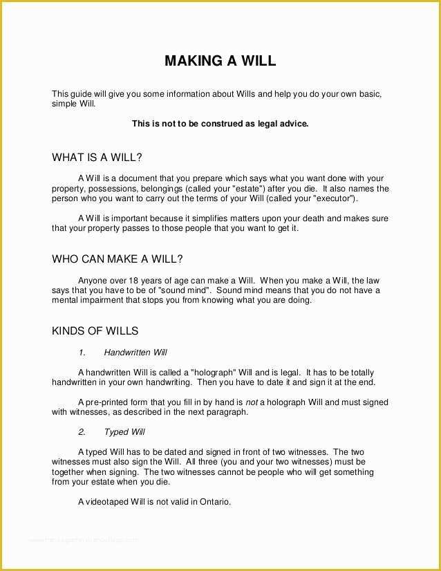 Make A Will for Free Template Of Will Kit