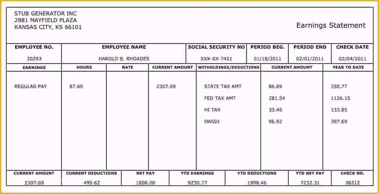 Make Paycheck Stubs Templates Free Of 7 Make Pay Stubs Templates Free