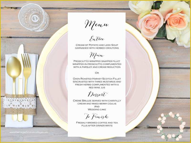 Make Your Own Menu Template Free Of Chic Wedding Menu Bridal Shower Menu Bride &amp; Bows