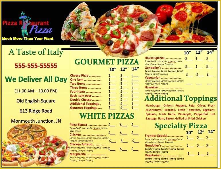 Make Your Own Menu Template Free Of Pages Pizzeria Menu Template