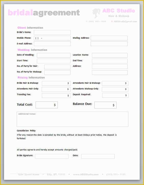Makeup Artist Contract Template Free Of Web Design Contract Template