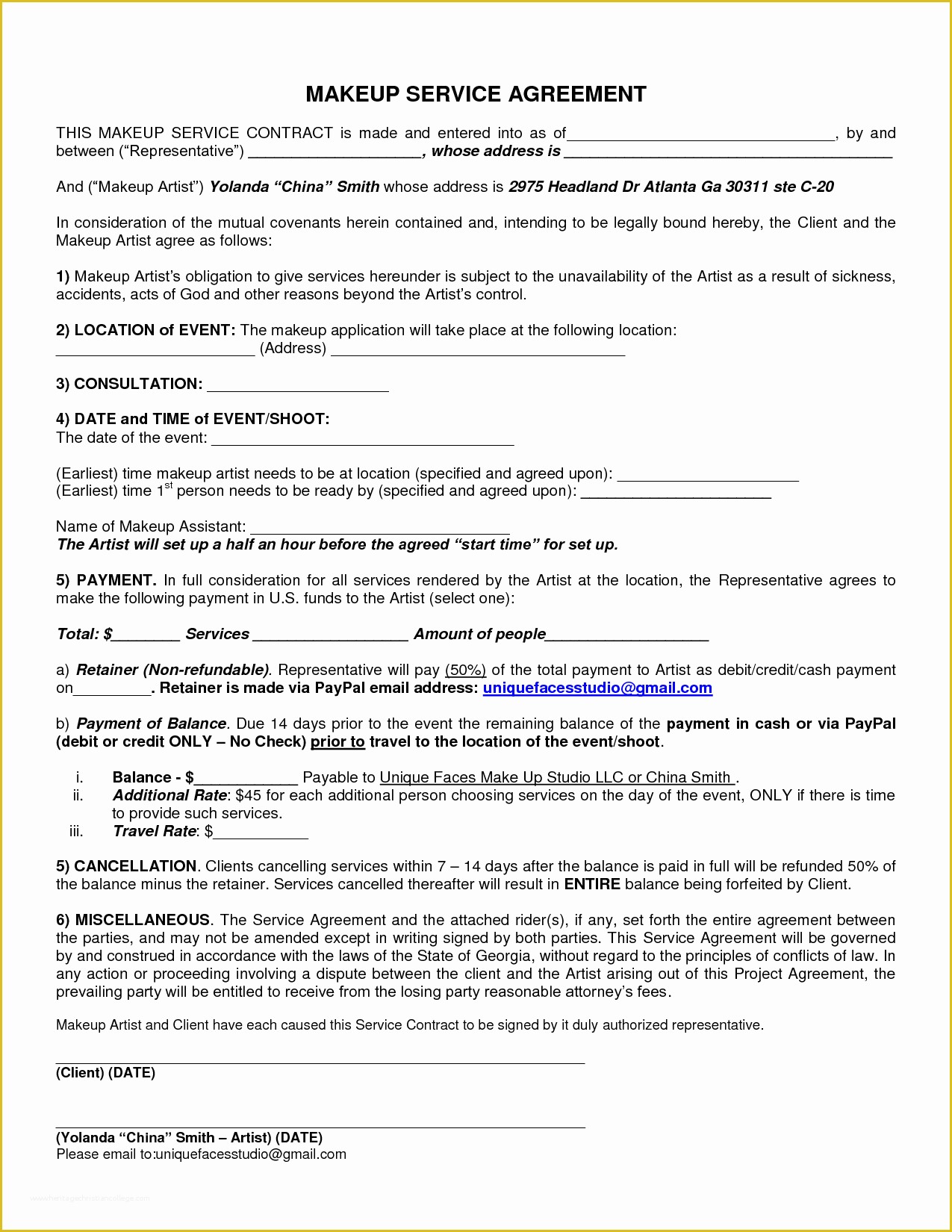 Makeup Artist Contract Template Free Of Makeup Artist Consent form Mugeek Vidalondon