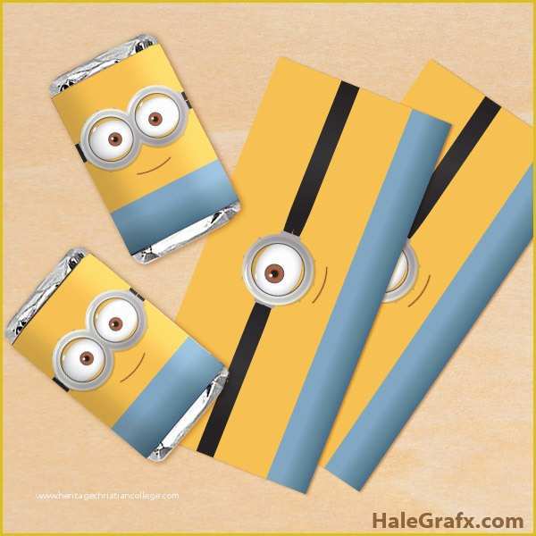 M&amp;m Mini Tube Wrapper Template Free Of Free Printable Minion Mini Candy Bar Wrappers