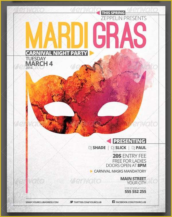 Mardi Gras Flyer Template Free Download Of 27 Mardi Gras Party Flyer Templates Free & Premium Download