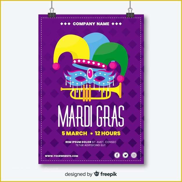 Mardi Gras Flyer Template Free Download Of Mardi Gras Flyer Template Vector