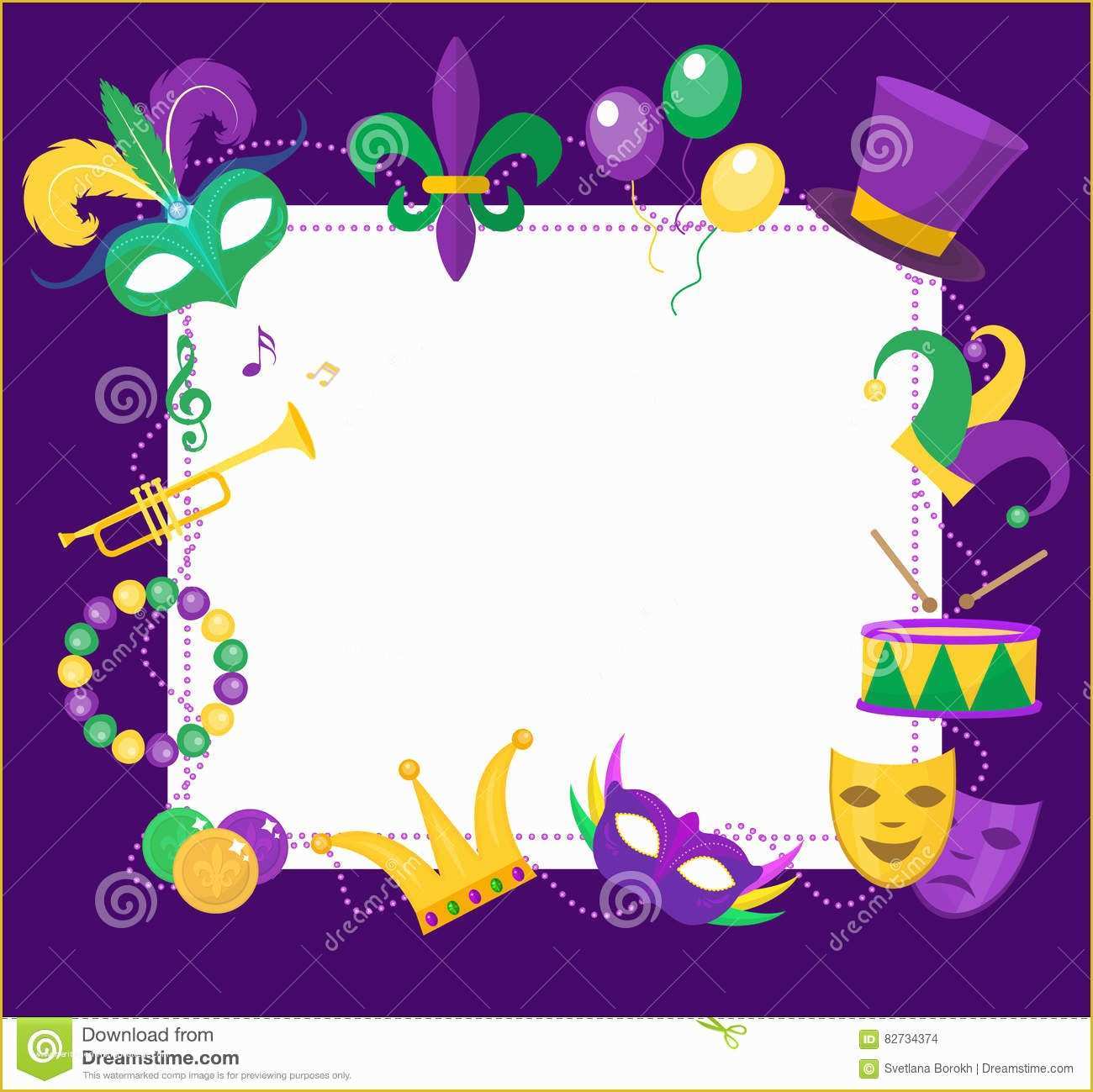 Mardi Gras Flyer Template Free Download Of Mardi Gras Frame Template with Space for Text Carnival