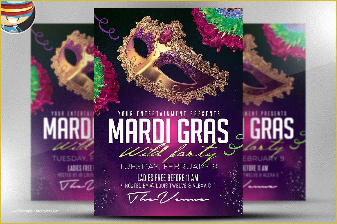 Mardi Gras Flyer Template Free Download Of Mardi Gras Party Flyer Template 2 On Behance
