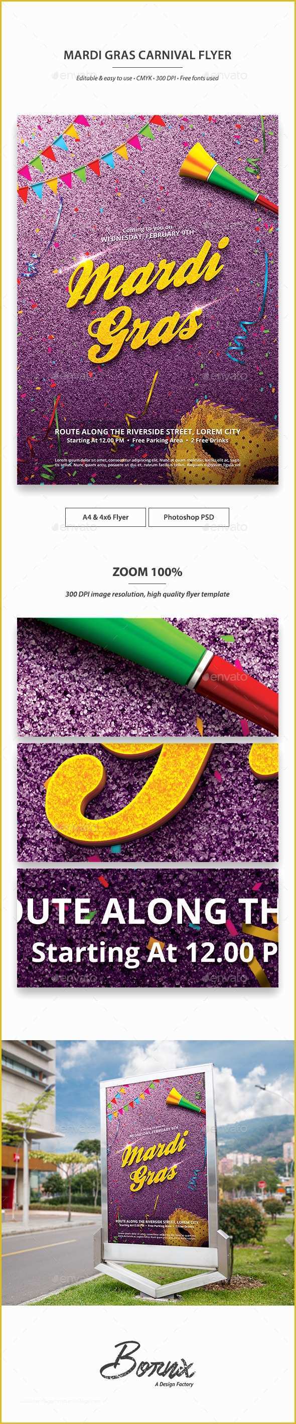 Mardi Gras Powerpoint Template Free Of Mardi Gras Carnival Flyer Template by Bornx