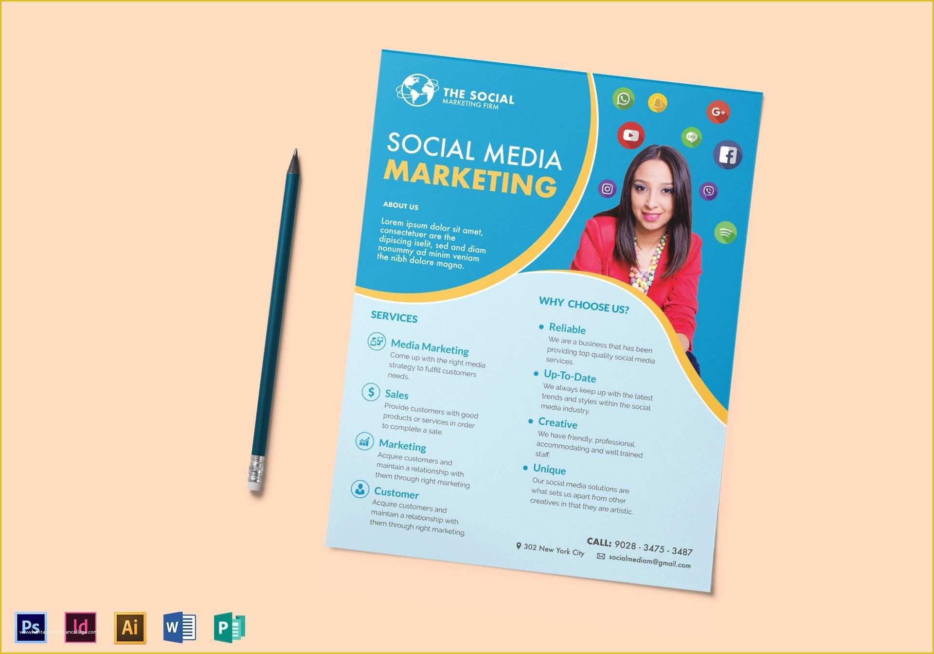 Marketing Flyer Templates Free Word Of social Media Marketing Flyer Design Template In Psd Word