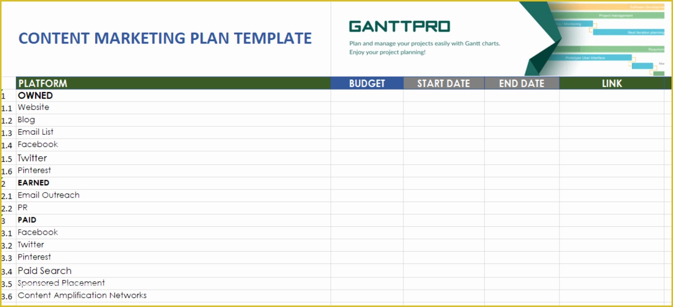 Marketing Plan Excel Template Free Download Of Content Marketing Plan Template Free Download