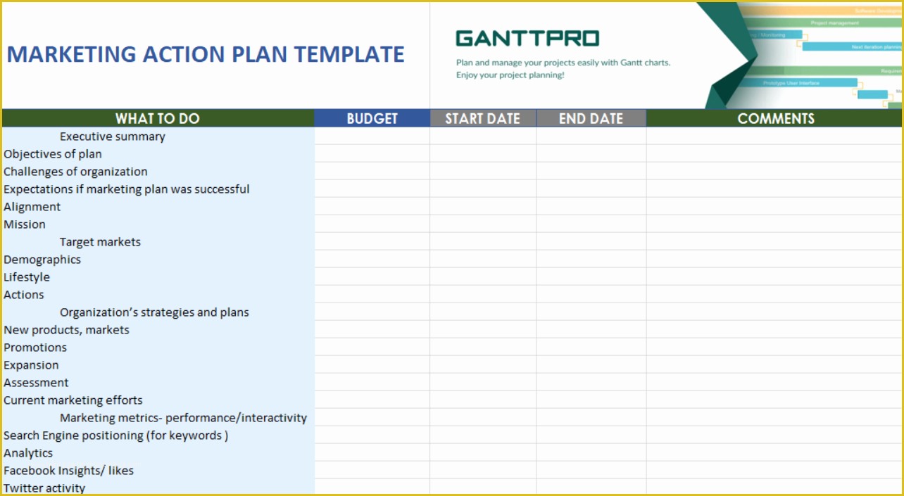 Marketing Plan Excel Template Free Download Of Marketing Action Plan Template Free Download
