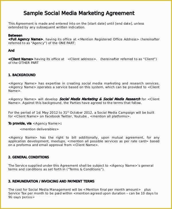Marketing Services Agreement Template Free Of 13 Marketing Consulting Agreement Samples