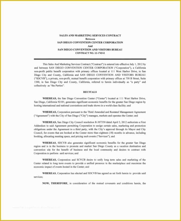 Marketing Services Agreement Template Free Of 16 Marketing Contract Templates – Free Sample Example