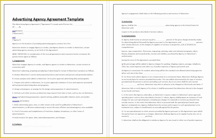 Marketing Services Agreement Template Free Of Ad Agency Contract Free Printable Documents