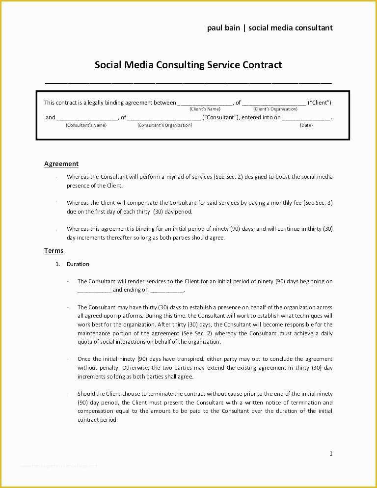 Marketing Services Agreement Template Free Of Marketing Contract Template Free