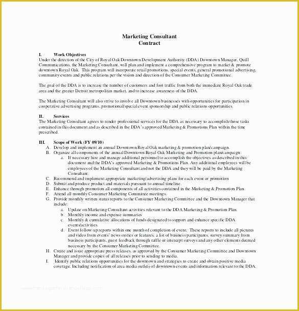 Marketing Services Agreement Template Free Of Scope Of Services Template Consultant