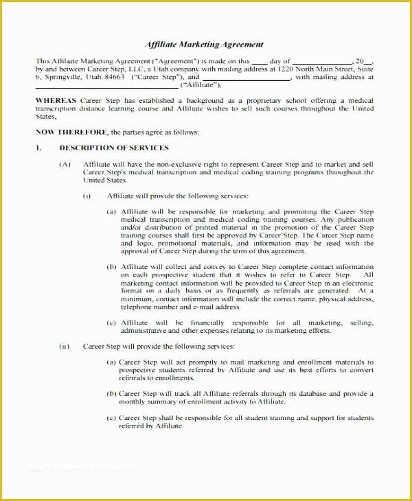 Marketing Services Agreement Template Free Of Training Service Level Agreement Examples Costs Template
