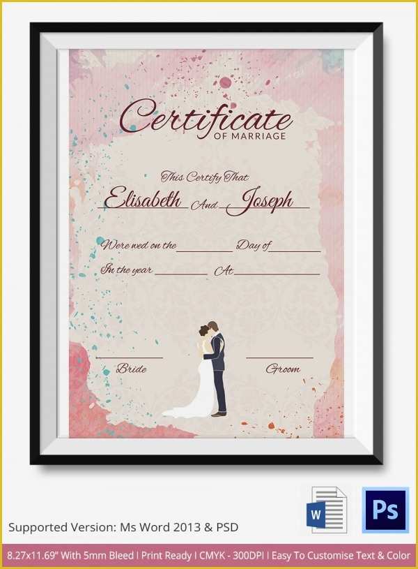 Marriage Templates Free Download Of Marriage Certificate Template 12 Free Word Pdf Psd