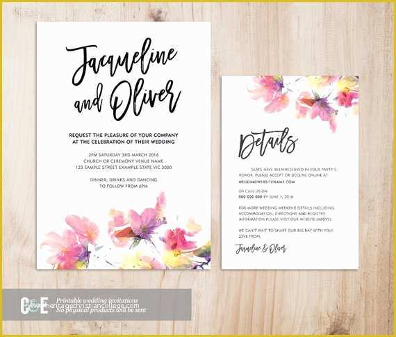 Marriage Website Templates Free Download Of Multicolour Watercolor Wedding Invitation Details Card Set