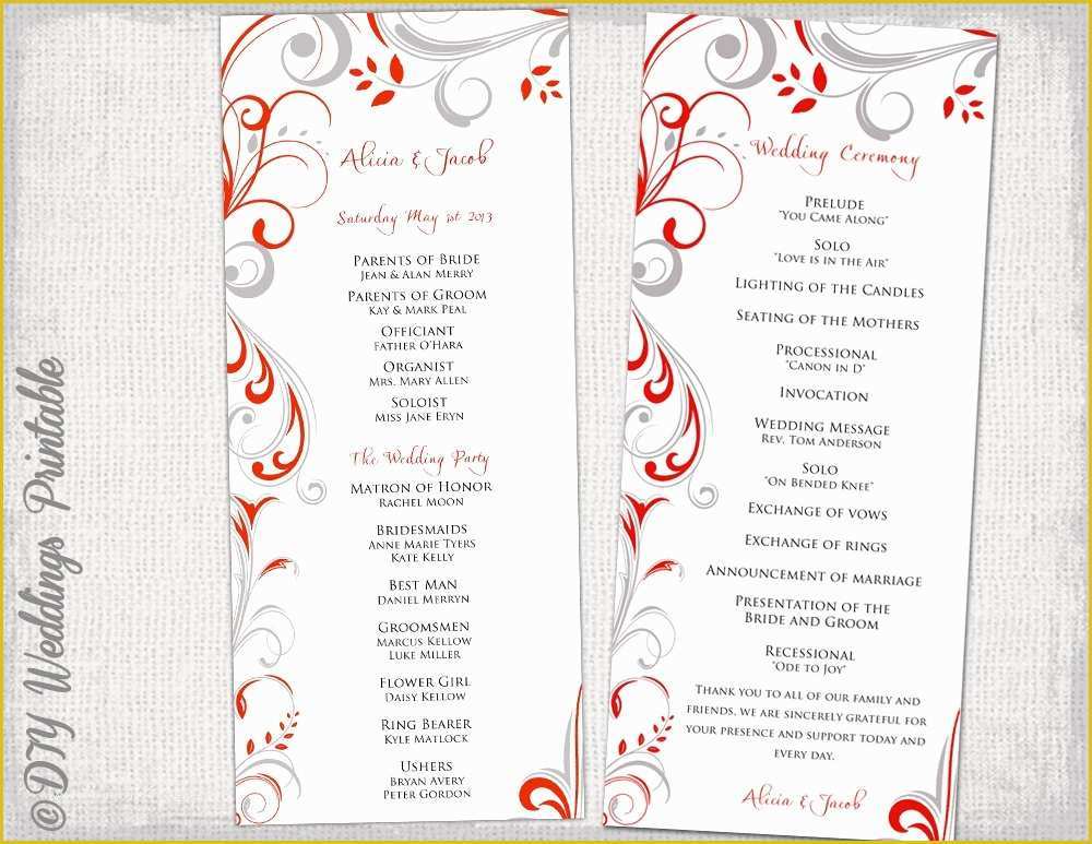 Marriage Website Templates Free Download Of Wedding Program Template Red & Gray Scroll Wedding
