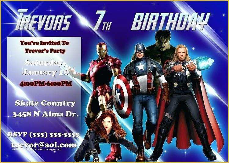 Marvel Party Invitation Template Free Of Avenger Party Invitations Birthday Superhero Avengers