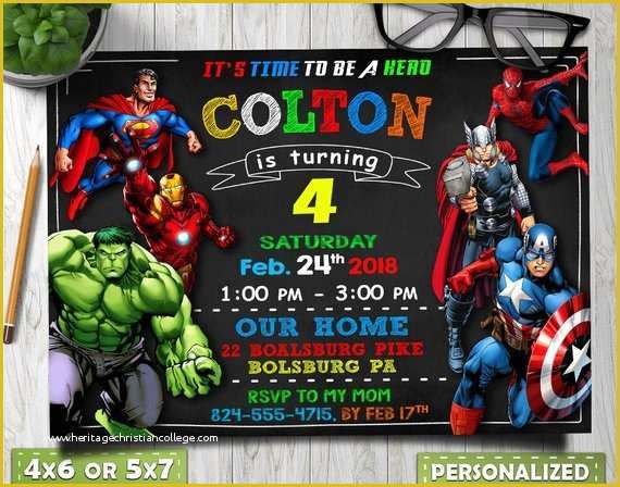 Marvel Party Invitation Template Free Of Avengers Birthday Invitation Avengers Invitation Avengers
