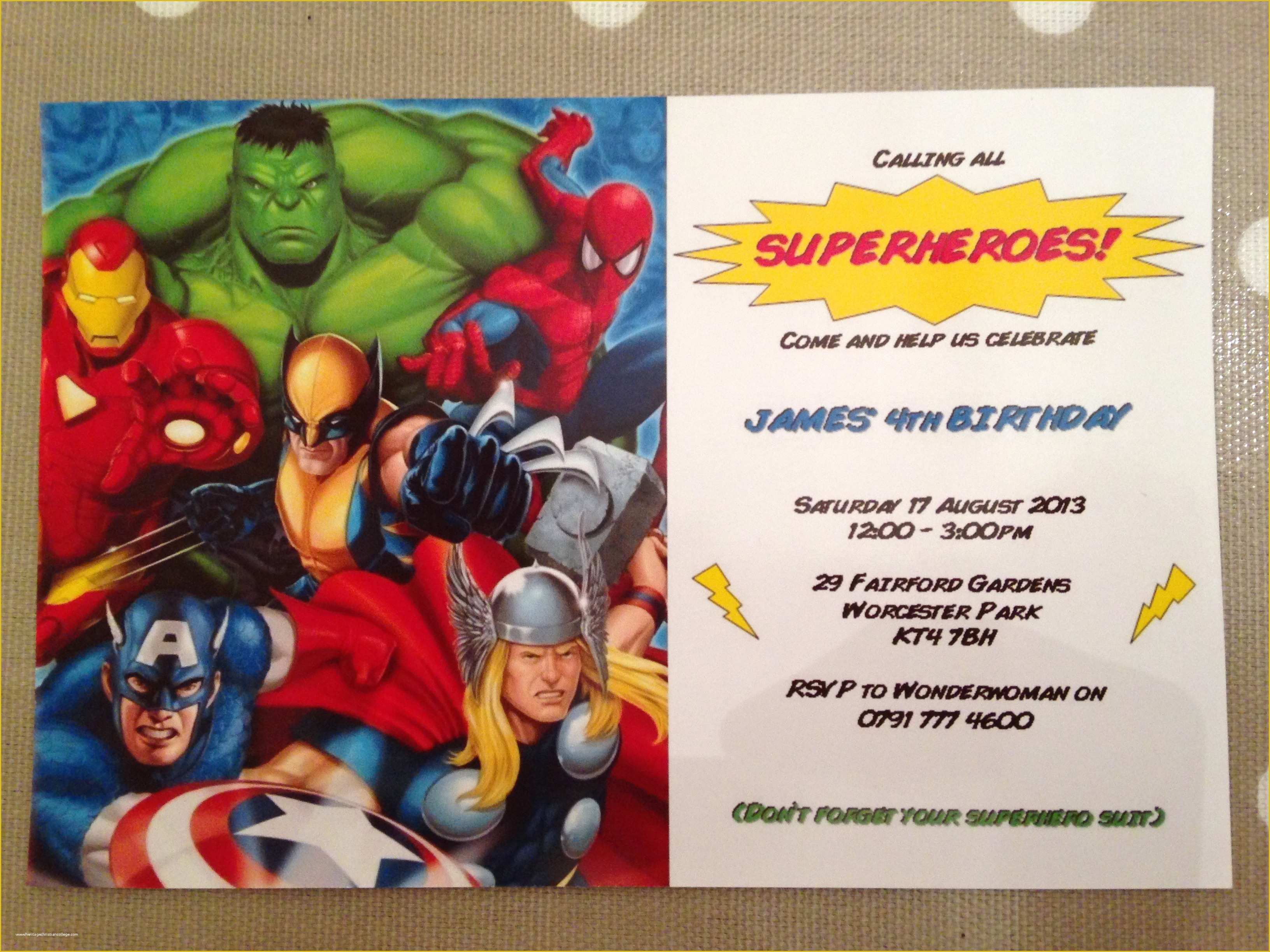 Marvel Party Invitation Template Free Of “calling All Super Heroes ”