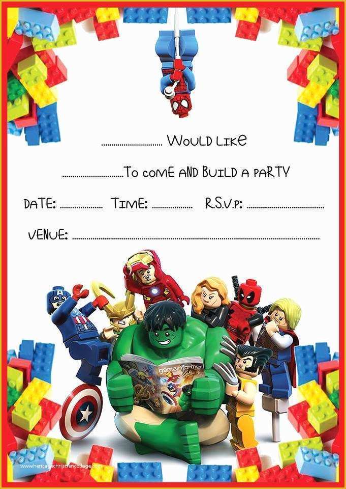 Marvel Party Invitation Template Free Of Lego Marvel Super Heroes Birthday Party Invitations
