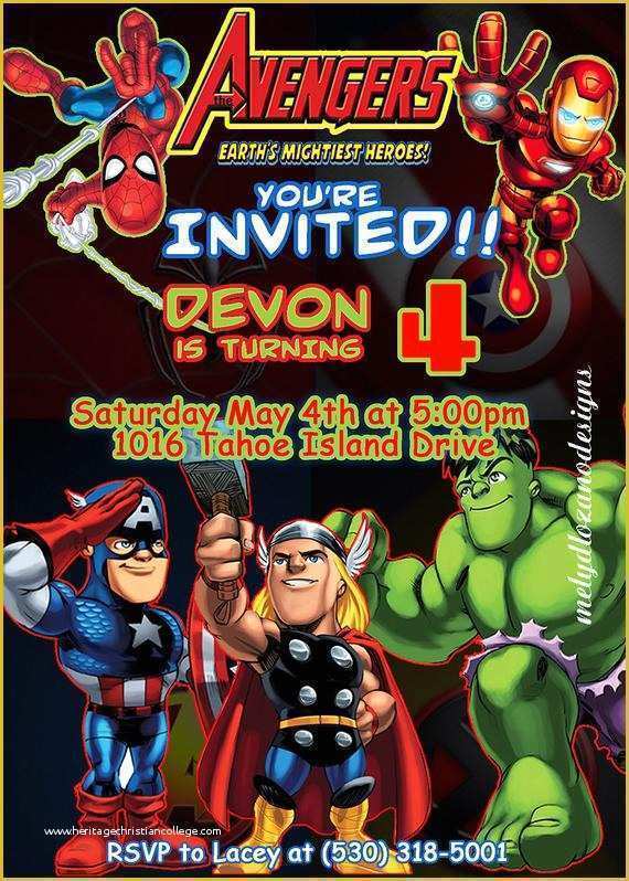 Marvel Party Invitation Template Free Of Marvel Avengers Birthday Invitation