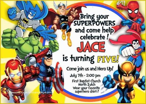Marvel Party Invitation Template Free Of Super Hero Squad &amp; Dc Friends Invitation