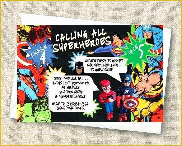 Marvel Party Invitation Template Free Of Superhero 1st Birthday Invitations – Invitation Cards