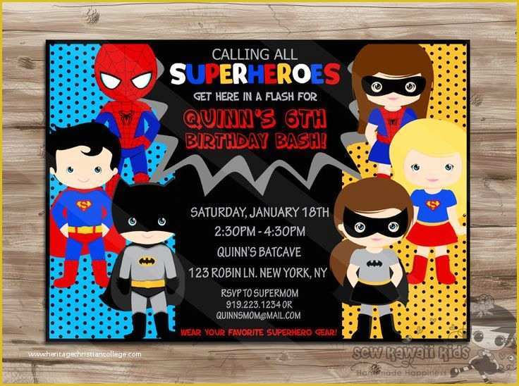 Marvel Party Invitation Template Free Of Superhero Birthday Invitation Boys and Girls by