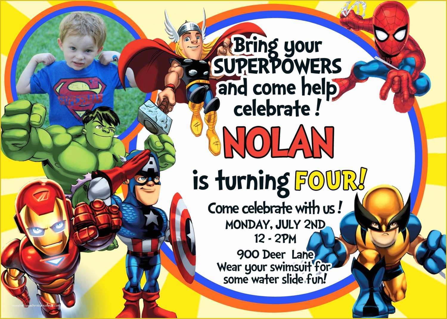 Marvel Party Invitation Template Free Of Superhero Birthday Invitation Templates