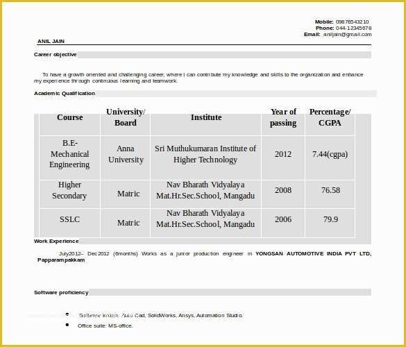 Mechanical Engineer Resume Template Free Download Of Automobile Resume Templates – 25 Free Word Pdf Documents